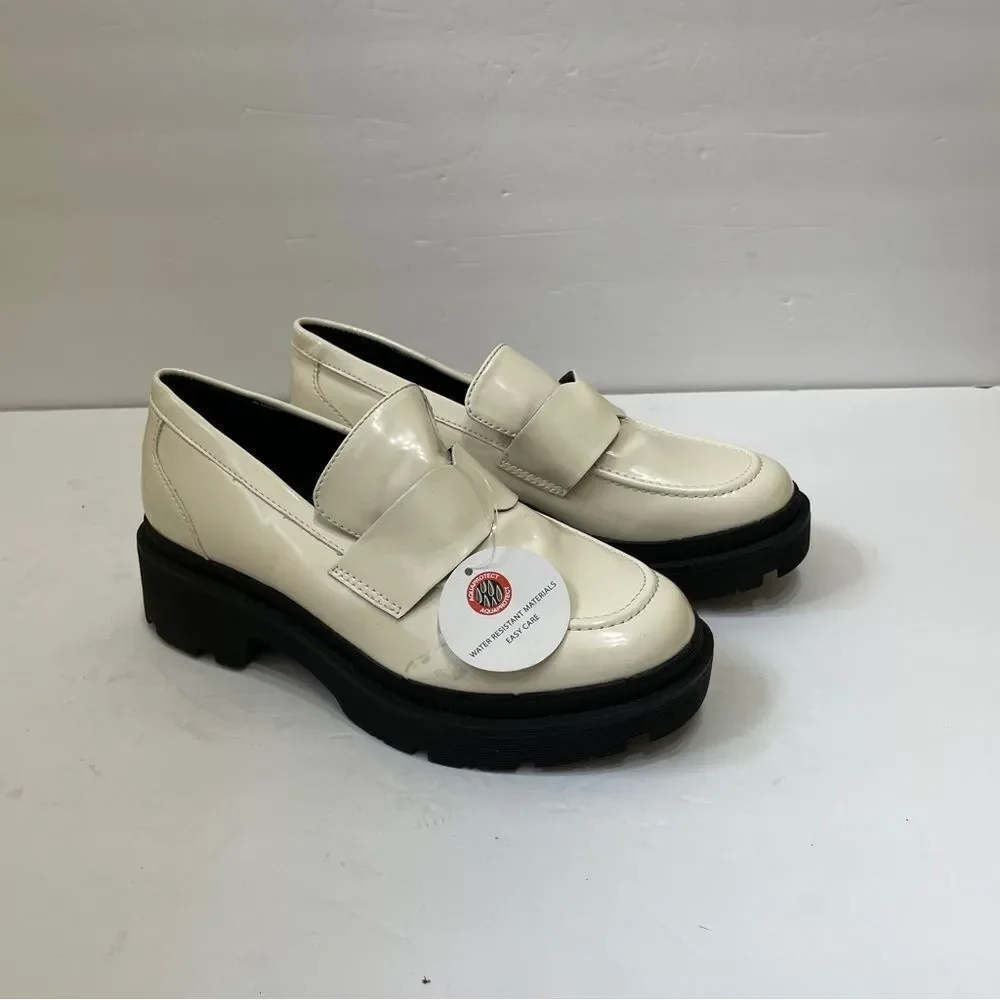 NEW WITH TAGS BLONDO SUMMER LEATHER‎ PLATFORM LOAFERS IN BONE